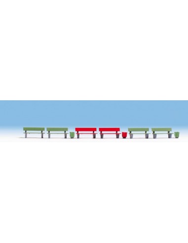 NOCH 35848 - 6 panchine e 3 cestini, Scala N